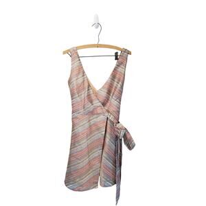 NWT Lovers + Friends Rainbow Laurie Wrap Self Tie Mini Dress Size XSmall